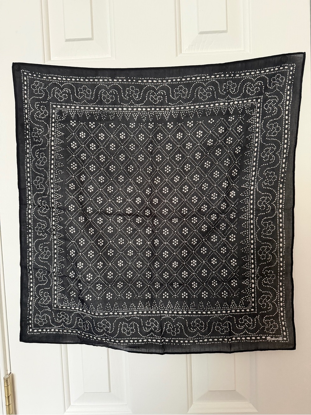Madewell Navy and White Paisley Bandana Scarf